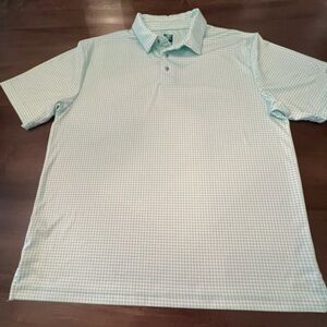 PRO TOUR COOL PLAY SIZE LARGE MINT GREEN/ WHITE CHECKERED POLO SHIRT
